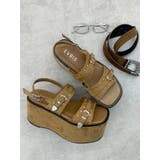 ベージュ | 厚底スタッズモチーフプラットフォームサンダル | EVRIS