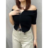 フロントジップハーフスリーブオフショルトップス | EVRIS | 詳細画像12