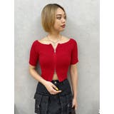 フロントジップハーフスリーブオフショルトップス | EVRIS | 詳細画像22