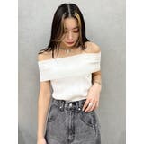 レースアップオフショルリブサマーニットトップス | EVRIS | 詳細画像14