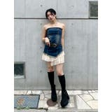 フリルドッキングデニムベアミニワンピース | EVRIS | 詳細画像35 