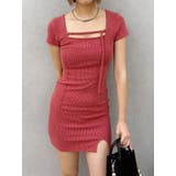 レッド | カットタイトハーフスリーブミニワンピース | EVRIS