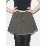 グレー | プリーツワイドベルトミニスカート | EVRIS
