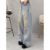 ブルー | ヴィンテージライクボリュームワイドデニムパンツ | EVRIS