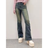 インディゴ | ヴィンテージライクストレッチフレアデニムパンツ | EVRIS