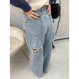 BACKスラッシュワイドデニムパンツ ハイウエスト | EVRIS | 詳細画像27 