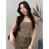 ブラウン | Eモチーフピグメントチョーカーベアニットトップス | EVRIS