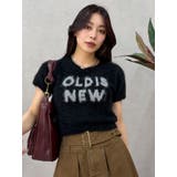 ブラック | ジャガードロゴシャギーニットトップス | EVRIS