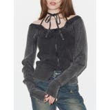 ブラック | ピグメントジップホルターネックニットトップス | EVRIS