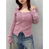 ピンク | ピグメントジップホルターネックニットトップス | EVRIS