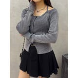 ネイビー | ピグメントジップホルターネックニットトップス | EVRIS