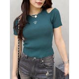 グリーン | オープンショルダーニット | EVRIS