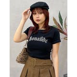ブラック | スタッズグラフィックショートTシャツ | EVRIS
