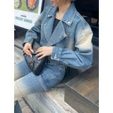 ブルー | グラデーションデニムショートライダース【セットアップ着用可能】 | EVRIS