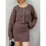 ブラウン | ワンポイントアンサンブルニットワンピ ース カーディガン キャミワンピ セット | EVRIS