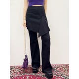 ブラック | ハイウエストレイヤードフレアパンツ | EVRIS