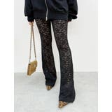 ブラック | ハイウエストレースフレアパンツ | EVRIS