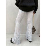 ブルー | ハイウエストレースフレアパンツ | EVRIS