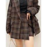 ブラウン | ラップチェックミニスカート【セットアップ着用可能】 | EVRIS