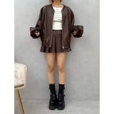 ヴィンテージライクフェイクレザープリーツミニスカート【セットアップ着用可能】 | EVRIS | 詳細画像26 