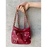 レッド | スタッズチェーンミニショルダーBAG | EVRIS