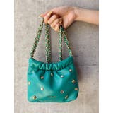 ブルー | スタッズチェーンミニショルダーBAG | EVRIS