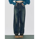 インディゴ | ポケットエンブロイダリーワイドデニムパンツ | EVRIS