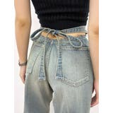 アイスブルー | バックリボンワイドデニムパンツ | EVRIS