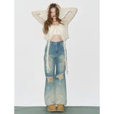 ヴィンテージライクダメージワイドデニムパンツ | EVRIS | 詳細画像2 