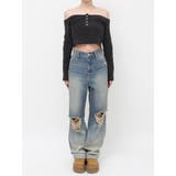 ヴィンテージライクダメージワイドデニムパンツ | EVRIS | 詳細画像35 