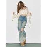 ヴィンテージライクダメージワイドデニムパンツ | EVRIS | 詳細画像5 