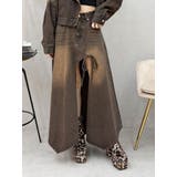 ブラウン | グラデーションスリットロングデニムスカート【セットアップ着用可能】 | EVRIS