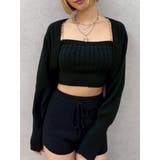 ブラック | ビジューアンサンブルニットトップス | EVRIS