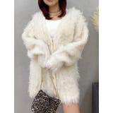 ホワイト | ビジューシャギーニットカーディガン | EVRIS