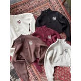 アイボリー | ワンポイントハーフジップショートニットトップス | EVRIS