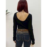 ブラック | 【WEB限定】バックオープンリブトップス | EVRIS