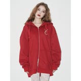 レッド | 【裏起毛】era bloom グラフィックジップパーカー | EVRIS