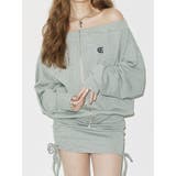 グレー | ジップアップオフショルトップス【セットアップ着用可能】 | EVRIS