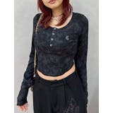 ブラック | ワンポイントヘンリーネックトップス | EVRIS