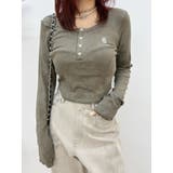 カーキ | ワンポイントヘンリーネックトップス | EVRIS