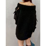 ブラック | リボンオフショルニットワンピース | EVRIS