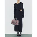 ブラック | カッティングロングニットワンピース | EVRIS