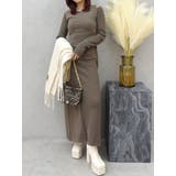 ブラウン | カッティングロングニットワンピース | EVRIS