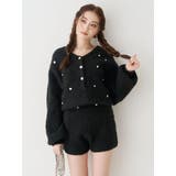 ブラック | bijouシャギーニットロンパース | EVRIS