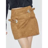 キャメル | ダブルバックルベルトミニスカート | EVRIS