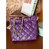 パープル | キルティングビジューチェーンミニBAG | EVRIS