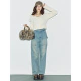 リベットペインターワイドデニムパンツ | EVRIS | 詳細画像2