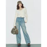 リベットペインターワイドデニムパンツ | EVRIS | 詳細画像3