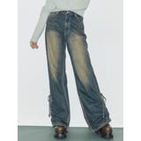 サイドギャザーリボンセミワイドデニムパンツ | EVRIS | 詳細画像1