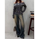 サイドギャザーリボンセミワイドデニムパンツ | EVRIS | 詳細画像19